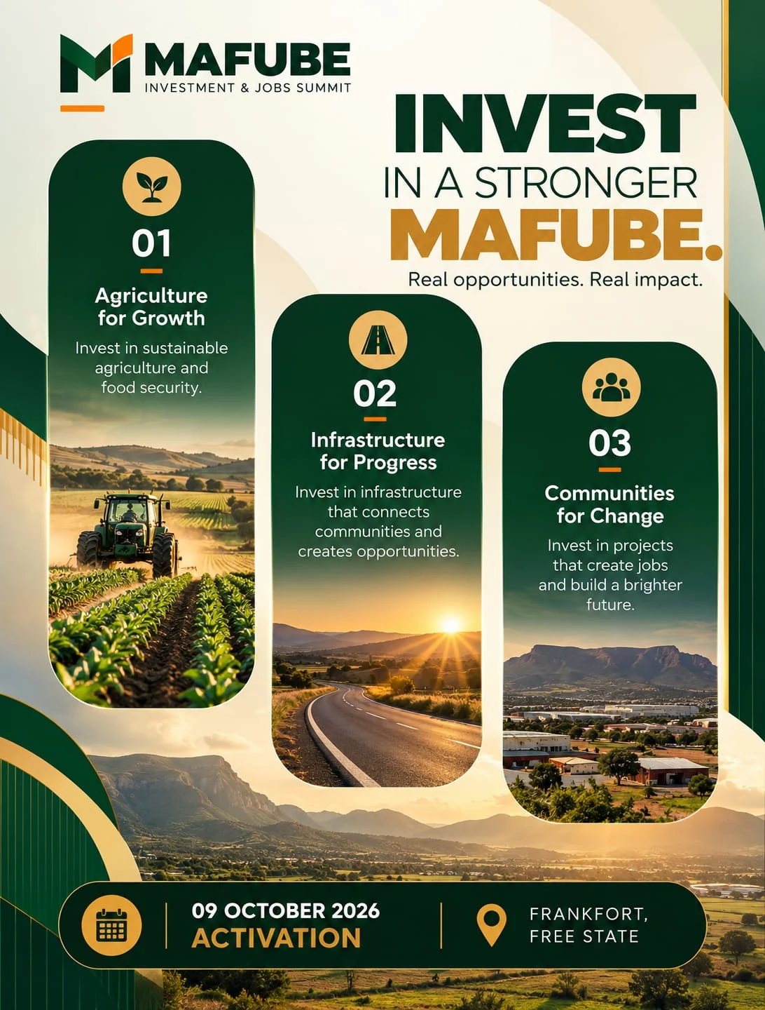 Mafube Investment & Jobs Summit campaign design: Invest in a stronger Mafube