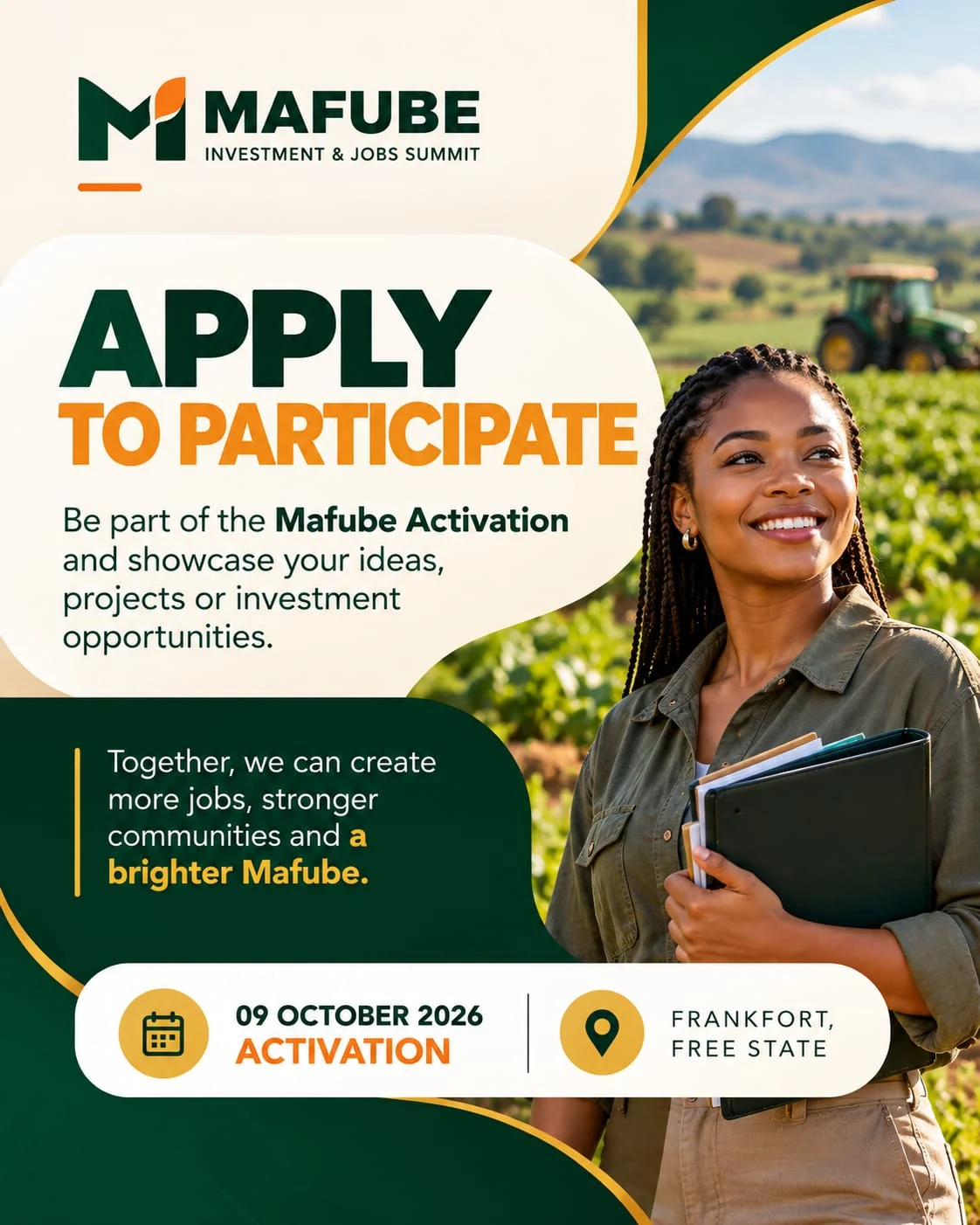 Mafube Investment & Jobs Summit campaign design: Apply to participate