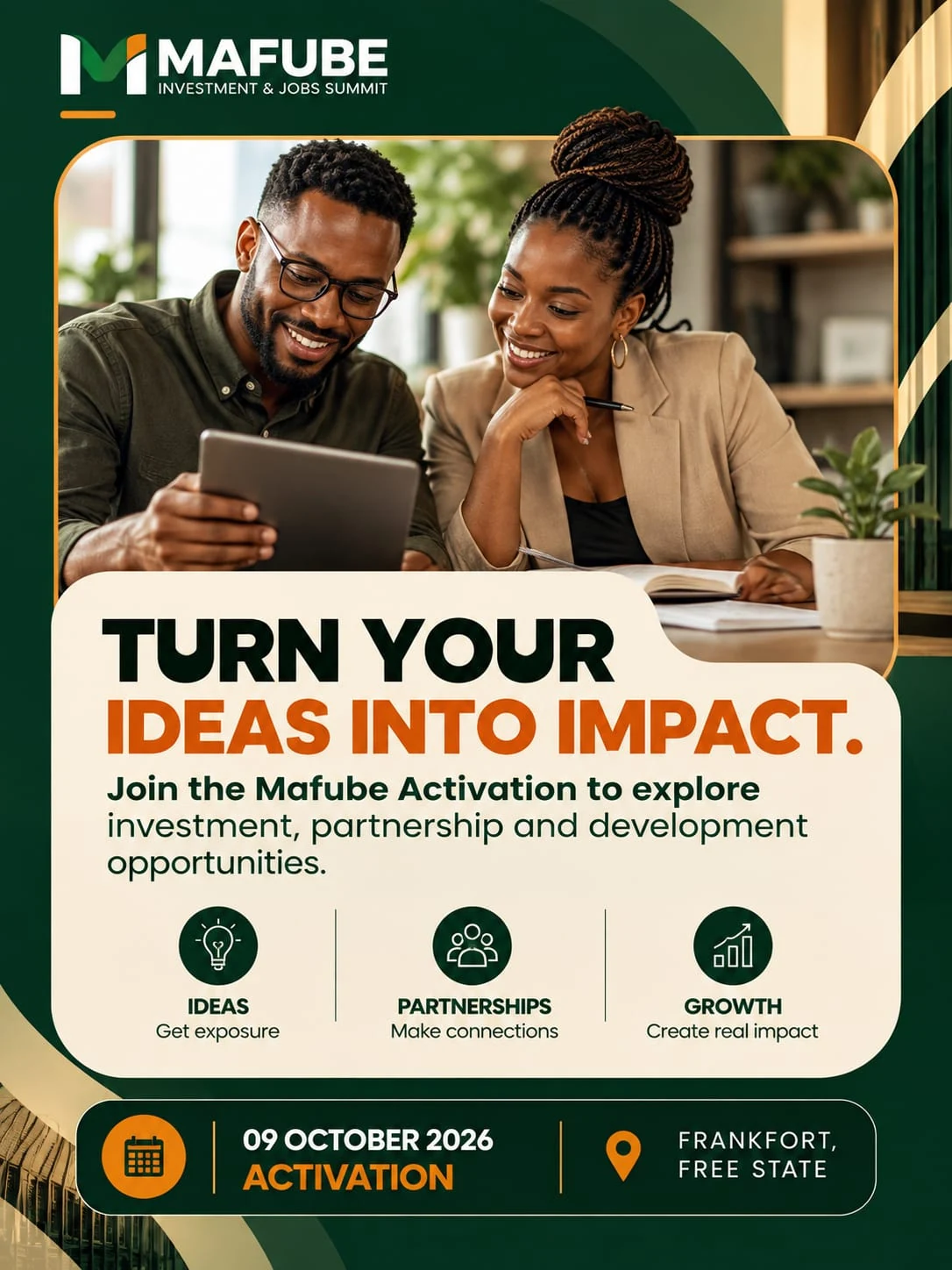 Mafube Investment & Jobs Summit campaign design: Turn your ideas into impact