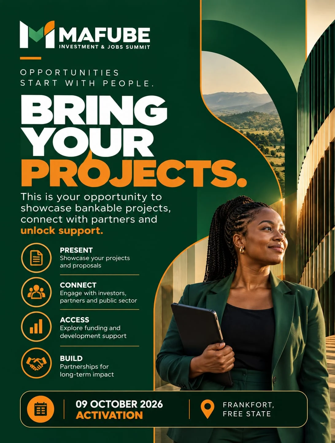 Mafube Investment & Jobs Summit campaign design: Bring your projects