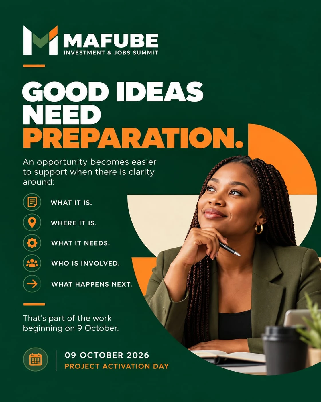 Mafube Investment & Jobs Summit campaign design: Good ideas need preparation