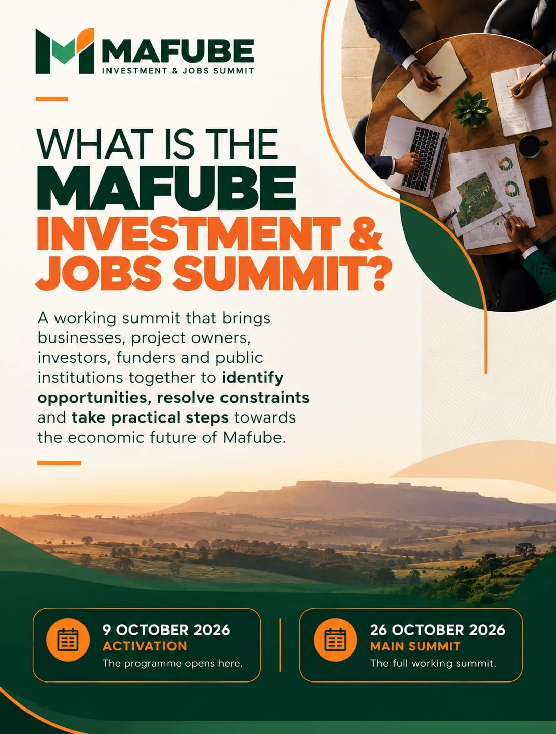 Mafube Investment & Jobs Summit campaign design: What is the Mafube Investment and Jobs Summit?