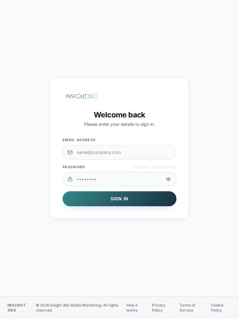 Insight 360 website homepage on tablet